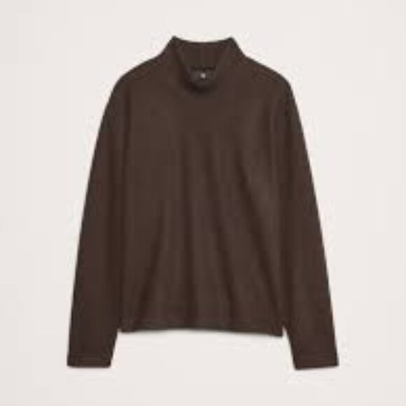 Banana Republic Brushed Cashmere Mock-Neck Sweater in Chocolate Brown - Picture 1 of 7